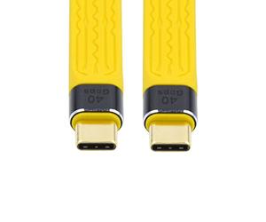 chenyang Cable USB C a USB C, USB4 tipo C macho a macho de 40 Gbps, 100 W, 8 K, plano, delgado, FPC, cable de datos para laptop y teléfono, 13 cm, color amarillo
