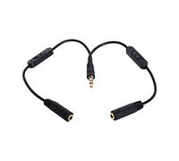 chenyang CY - Cable divisor en Y de audio estéreo macho a doble hembra de 3,5 mm con interruptor de volumen, color negro