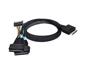 chenyang CY SFF-8611 a SFF-8639, OCuLink PCIe PCI-Express SFF-8611 8X 8-Lane a 2 SFF-8639 U.2 4X SSD Cable activo de datos 50 cm