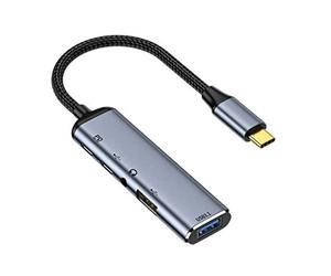 chenyang CY USB C HUB, USB Tipo C a Audio de 3,5 mm y 2 Puertos USB A y 1 USB C convertidor de Datos HUB Adaptador multipuerto con Puerto de alimentación PD de 100 W