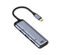 chenyang CY USB C HUB, USB Tipo C a HDMI y VGA y 2 Puertos USB A convertidor HUB HDTV multipuerto Adaptador 4K 60Hz 1080P con Puerto de alimentación PD de 100W