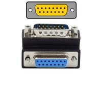 chenyang DB15Pin Adaptador de extensión macho a hembra DSUB RS232 15Pin D-subminiatura Conector 90 grados arriba en ángulo