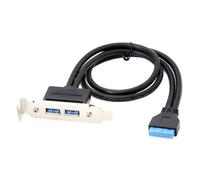 chenyang Cable de extensión USB 3.0 para panel frontal de 19/20 pines, 1 macho a 2 USB 3.0 hembra, panel trasero, 50 cm con soporte de ranura PCI-E de 80 mm
