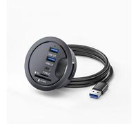 Chenyang Hub de escritorio empotrado USB 3.0/USB C, 3 puertos, lector de tarjetas SD/TF, compatible con ordenador de sobremesa, portátil, Mac, tableta, teléfono