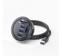 chenyang HUB de escritorio USB 3.0 con montaje empotrado, HUB USB 3.0 de 3 puertos con orificio de 60 mm (2,36") con puerto para lector de tarjetas SD/TF