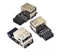 chenyang Juego de 3 adaptadores convertidores de placa base de 9 pines/10 pines para panel frontal 1 a 2 USB 2.0 tipo A hembra
