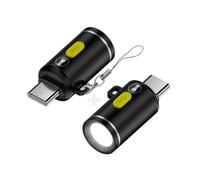 chenyang Pack de 2 mini linternas, USB C LED brillo de luz de 210 lúmenes, alimentación por teléfono/banco de energía, pequeño y fácil de transportar, con agujero de gancho