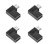 chenyang Pack de 4 adaptadores USB C a Micro USB, conector micro USB macho a USB C hembra de 90 grados hacia la izquierda, adaptador de conexión convertidor en ángulo izquierdo compatible con