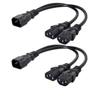 Chenyang - Paquete de 2 adaptadores de cable de extensión IEC 320 C14 1 macho a 2 C13 hembra, divisor en Y para monitor, computadora, chasis PDU e impresora