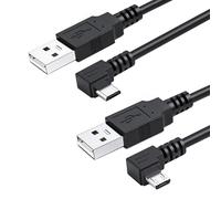 chenyang Paquete de 2 cables USB a micro USB, USB 2.0 macho a micro USB de 5 pines macho, transferencia de datos de carga de 90 grados, cable de extensión en ángulo izquierdo/derecho, 0.32 pies/0.1 m