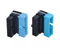 chenyang Paquete de 2 conectores USB 3.0 para panel frontal de 19/20 pines macho a hembra de 90 grados en ángulo de 90 grados, adaptador de conector para cambiador de género
