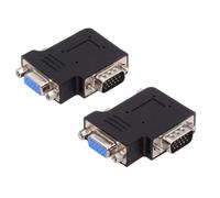 chenyang Paquete de 2 conectores VGA, VGA SVGA D-Sub HDB15Pin 90 grados en ángulo izquierdo/derecho, cambiador de género, adaptador de conector de matriz de gráficos de video para monitor/proyector