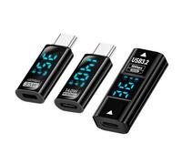 chenyang Paquete de 3 adaptadores de pantalla digital USB C a USB 3.0/USB C/8 pines PD 35W/36W/140W transferencia de datos de carga rápida medidor de potencia convertidor adaptador