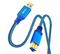 chenyang USB 3.0 Cable de escáner de Impresora USB 3.0 a USB 3.0 Tipo-B Cable de Datos de extensión 5 Gbps Nylon Azul Trenzado 0,6 M