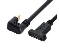 chenyang USB 3.1 Gen 2 10Gbps USB C macho a hembra 180 grados en forma de U en ángulo de carga rápida de datos de transferencia de vídeo cable de extensión con agujero de montaje en panel, 0,3 m