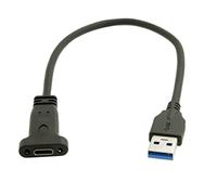 Chenyang USB-C USB 3.1 Type C Female to USB 3.0 A Male Data Cable 20cm with Panel Mount Screw Hole