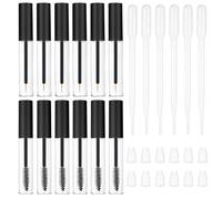 CHENYU 12 Piezas Bote Rimel Vacio 10ml Reutilizable Negro Pestañas Vacío Tubo con Cepillo Para Rímel y Cepillo Para Delineador de Ojos + Gotero de 6 Piezas Mascara de Pestañas Transparente
