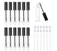 CHENYU 12 Piezas Botes de Rimel Vacio Con Cepillo Para Rímel 10 Ml Rímel Transparente Reutilizable Tubo Vacío Con Tapón Antifugas Y Gotero de 6 Piezas Negro Apto Para Mascara
