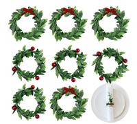 CHENYU 12 Piezas Servilleteros Navideños Dos Estilos con Bayas Rojas Mariposa Reutilizable Servilletero Navideños para Navidad Boda Party Acción de Gracia Año Decoraciones de Mesa