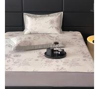 ChenYuNiu Almohadilla para Dormir de Verano Que Reina se Encuentra con Ropa de Cama Floral, edredón de Cama botánica King con 2 simulacros de Almohada (Gris, 150cmx200cm/59x79 Pulgadas)