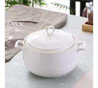 ChenYuNiu Tureen de Sopa de cerámica con Tapa, 3L por Servicio Grande, manijas Dobles, Porcelana, microondas y lavavajillas Seguros