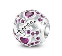 ChenYuTe 925 plata Esterlina 5A Circonio Dije de piedra de nacimiento Colgante con Charms Ahuecadas amor Colgante para Pandora Charms Pulseras Collares Joyería, Regalo de mujer Preferida