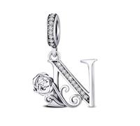 ChenYuTe Charmes de Letras A-Z - Cuentas de Rosas Románticas, Compatibles con Pulseras y Collares Europeos. El Regalo de Joyería Perfecto para Una Misma, Mamá, Hija o Mejor Amiga