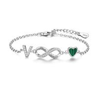 ChenYuTe La Pulsera Plata de ley 925 para mujer con un Diseño de símbolos de infinito, Corazones y las 26 letras del Alfabeto es el Regalo ideal para las Mujeres