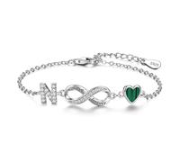 ChenYuTe La Pulsera Plata de ley 925 para mujer con un Diseño de símbolos de infinito, Corazones y las 26 letras del Alfabeto es el Regalo ideal para las Mujeres