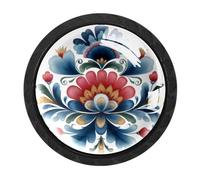 CHENZZZZ 4 pomos de armario de estilo folclórico noruego de romero (19) pomos de gabinete de un solo agujero, pomos redondos decorativos para muebles de baño y cocina