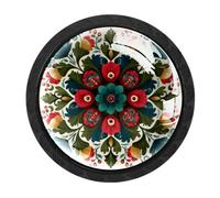 CHENZZZZ 4 pomos de armario de estilo folclórico noruego de romero (34) pomos de gabinete de un solo agujero, pomos redondos decorativos para muebles de baño y cocina