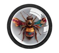 CHENZZZZ Juego de 4 pomos de gabinete de cocina con diseño de abeja estética, color negro, tiradores de cajón, tiradores de cajón, manijas de cajones de aparador