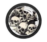 CHENZZZZ Paquete de 4 tiradores de gabinete de cocina con patrón de calavera negra, ideales para armarios, cajones, armarios y armarios