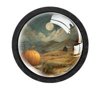 CHENZZZZ Pomos de cajón con forma de círculo de cristal de calabaza otoñal (6) tiradores de cajón con tornillos para armario de cocina, tocador, armario, etc