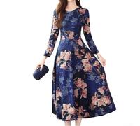 Cheongsam - Vestido de mujer con falda larga china retro para madres, adecuado para todas las estaciones, uso casual (L, azul)