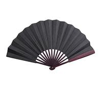 CHEOTIME 10 Inch Folding Fan, Classic Style Cloth Fabric Chinese Kung Fu Tai Chi Hand Fan for Festival, Dance, Gift, Performance, Outdoor, Wedding, Party Home Decorations (Black)