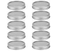 CHEOTIME 10Pcs Glass Jar Lids, 70mm Silver Canning Lids with Sealing Cover, Split Type Stainless Steel Food Storage Covers for Mason Jars (10 tinplate wide mouth 86mm silver ring + cover)