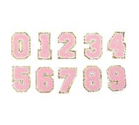 Cheotime 10pcs Patches rosados, hierro en parches de número de algodón 0 a 9, hierro en parches para camisas, chaquetas, jeans, sombreros, zapatos y mochilas