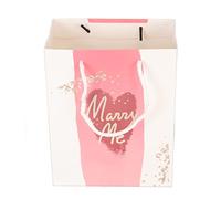 CHEOTIME 12 bolsas de regalo Marry Me, 11.0 x 9.1 pulgadas, bolsas de regalo de papel de carta de oro rosa con asa, tamaño mediano para uso en bodas, compromisos, fiestas, compras