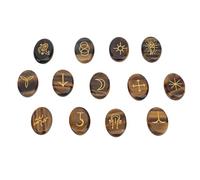 Cheotime 13 PCS Rune Stone Set, Obsidian Crystal Runes con tallado de oro para la meditación Balancio de chakra, Piedra Rune para principiantes (Ojo de tigre)