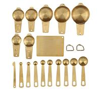 CHEOTIME 18 Piece Measuring Cups Set,Stainless Steel Golden Baking Measuring Cup Spoon for Cooking Baking, Tablespoon Teaspoon for Dry or Liquid Ingredients