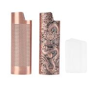 CHEOTIME 2 Piezas Funda para Encendedor de Metal con Dragón Vintage, Rejilla de 8 cm de Largo y Patrón de Dragón Exquisita Funda para Encendedor de Metal Grabada para Fiesta, Bar, (Bronce Púrpura)