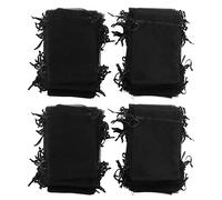 CHEOTIME 200 bolsas de organza con cordón, bolsas de malla de 3.9 x 5.9 pulgadas, bolsas de regalo con cordón, bolsas de joyería, bolsas de regalo de malla, mini bolsa de dulces (Negra)