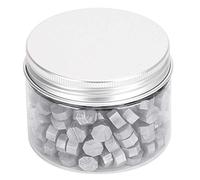 CHEOTIME 200 pegatinas de sello de cera, cuentas de cera de sellado octágono, embalaje de botellas, pegatinas de sello de sobre nacarado, pellets de sello, decoración de repuesto (Plata)