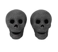 CHEOTIME 2PCS Mini Skull Decorations, Resin Skeleton Heads Figurine, Miniature Skull Prop for Halloween Party, Horror Displays, DIY Projects