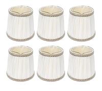 CHEOTIME 6 Pack Beige Fabric Lampshades for E14 Candle Bulbs Mini Drum Style Shades Fits Table Lamps Floor Lamps Wall Lights and Chandeliers
