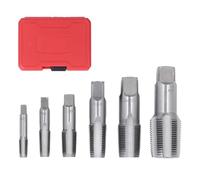 CHEOTIME 6 Piece NPT Pipe Tap Set, 1in 3/4in 1/2in 3/8in 1/4in 1/8in NPT Tap Set, Carbon Steel Hand Threading Plumbing Tap Set for Accurate Threads, DIY Thread Cutting Tools
