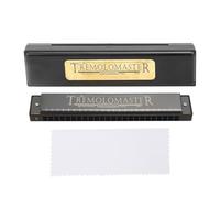 CHEOTIME Armónica profesional de 24 agujeros, llave de C, polifonía, arpa diatónica, órgano bucal con estuche para blues, folk, jazz, música pop, estudiante, profesor, regalo (Negro mate)
