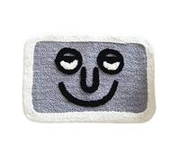 CHEOTIME Bathroom Rugs, Soft Plush Texture Non Slip Front Door Mat Imitation Cashmere Floor Rug, Water Absorption Lovely Pattern for Bathroom Kitchen Home Entrance Indoor (Cara Sonriente Gris)