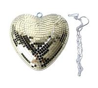CHEOTIME Bola de discoteca en forma de corazón, bola de discoteca reflectante, bola de espejo de discoteca, adornos decorativos brillantes, bola de espejo reflectante con cadena (Champagne Gold)